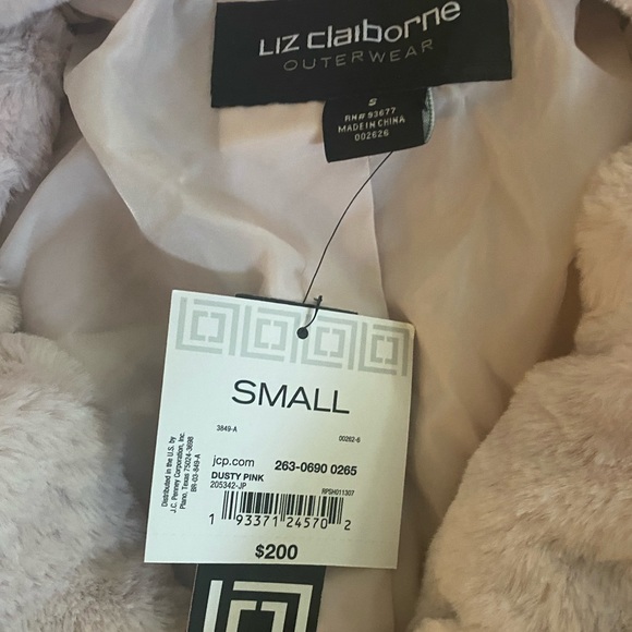 Liz Claiborne notch collar faux fur coat NWT S - Picture 4 of 7